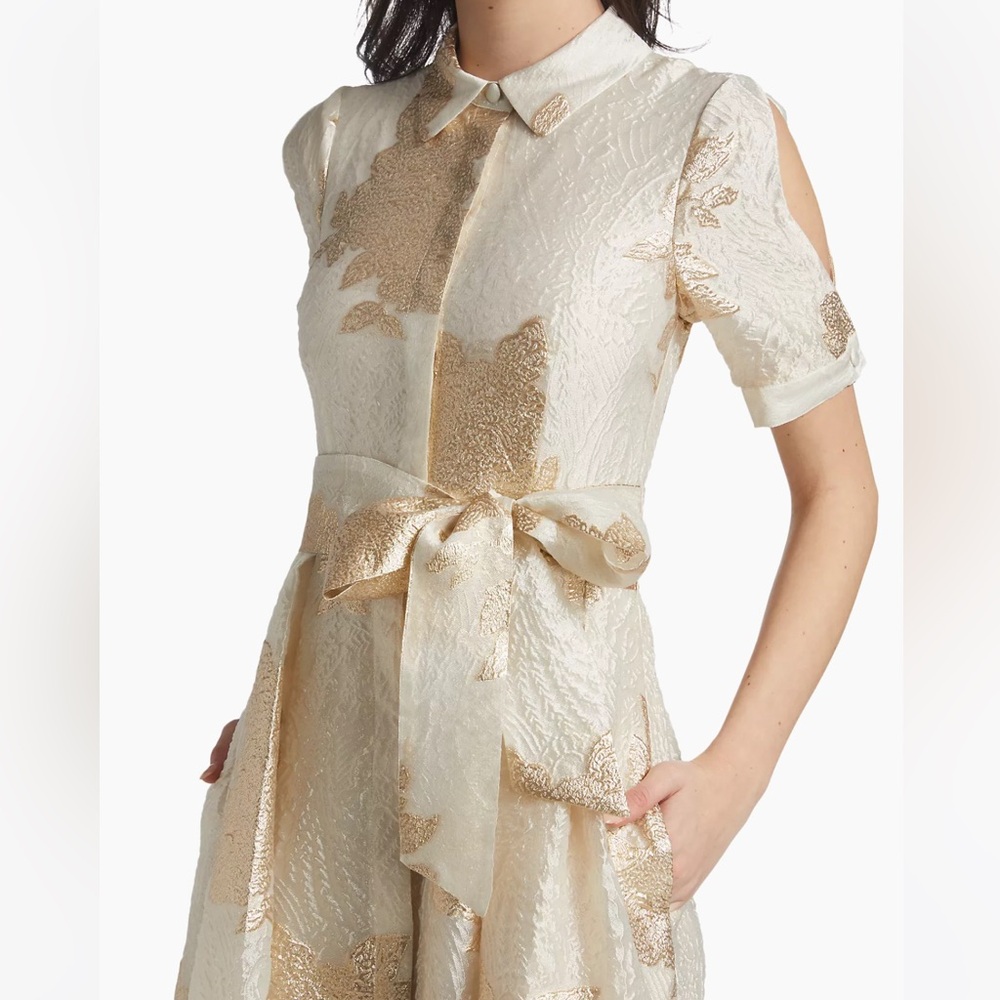 Rickie Freeman for Teri Jon Gold and Cream Dress